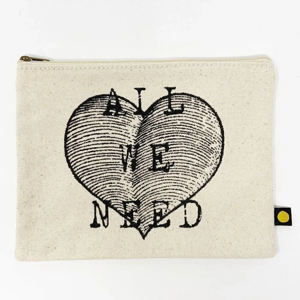 LIFE IS GOOD | All We Need Heart Canvas Zip Bag